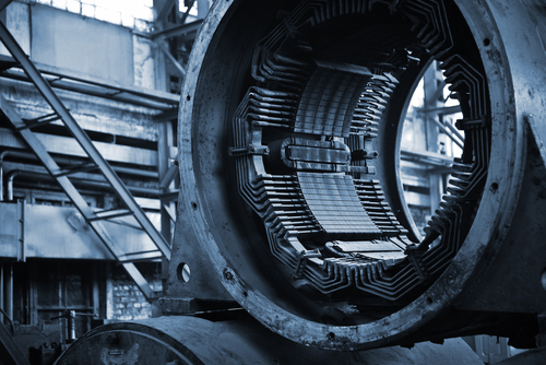 Large electric motor in repair factory